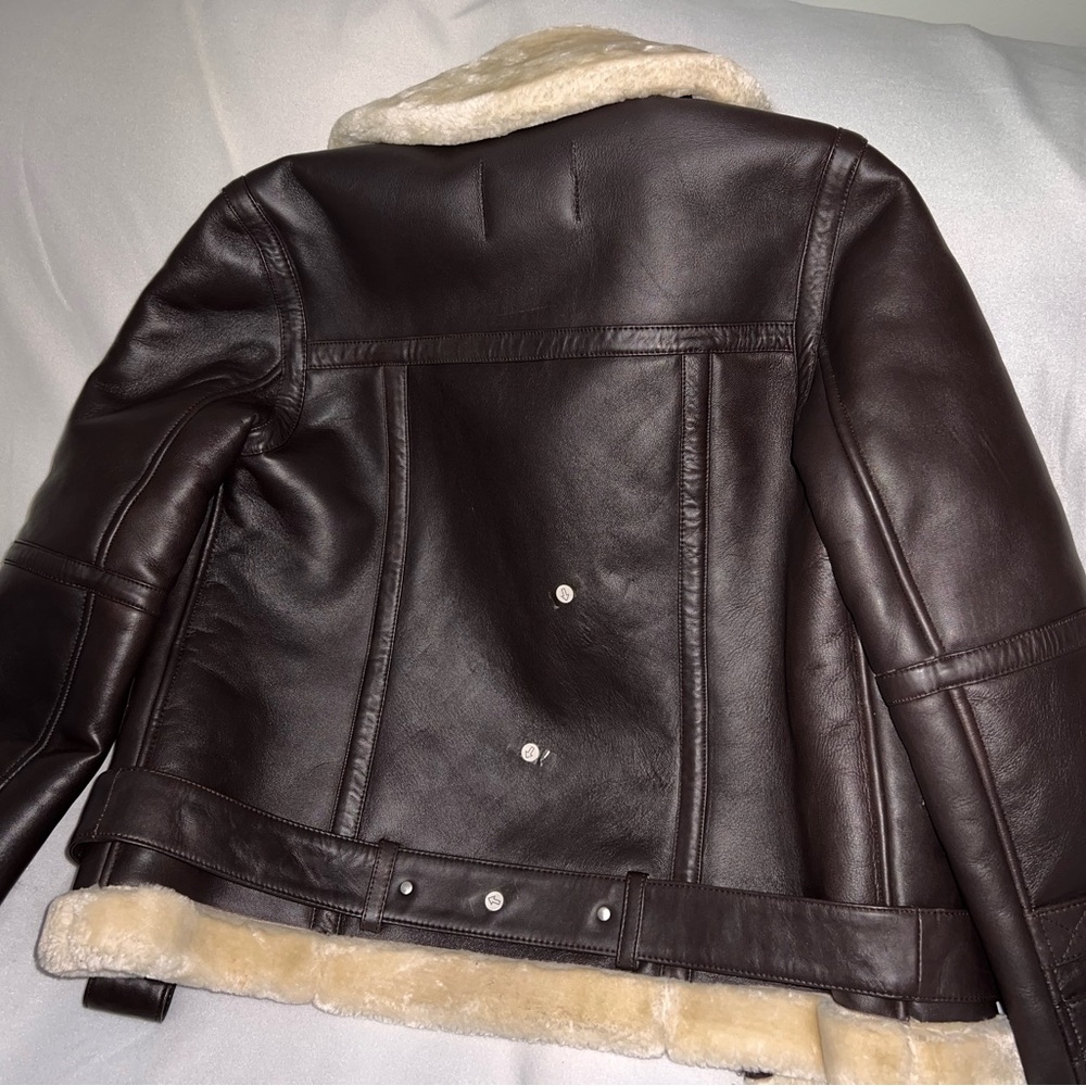 Walter Baker Dark Brown Leather Jacket with Cream Shearling - Picture 14 of 15